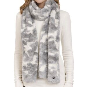 Express Gray Camo Plush Faux Fur Scarf Cozy Winter Oversized Rectangle OS